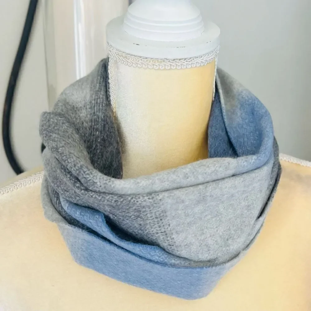 PHENIX Cashmere Mixed Weave Buffalo Plaid Scarf, Soft Luxurious, Blue Plaid, NWT